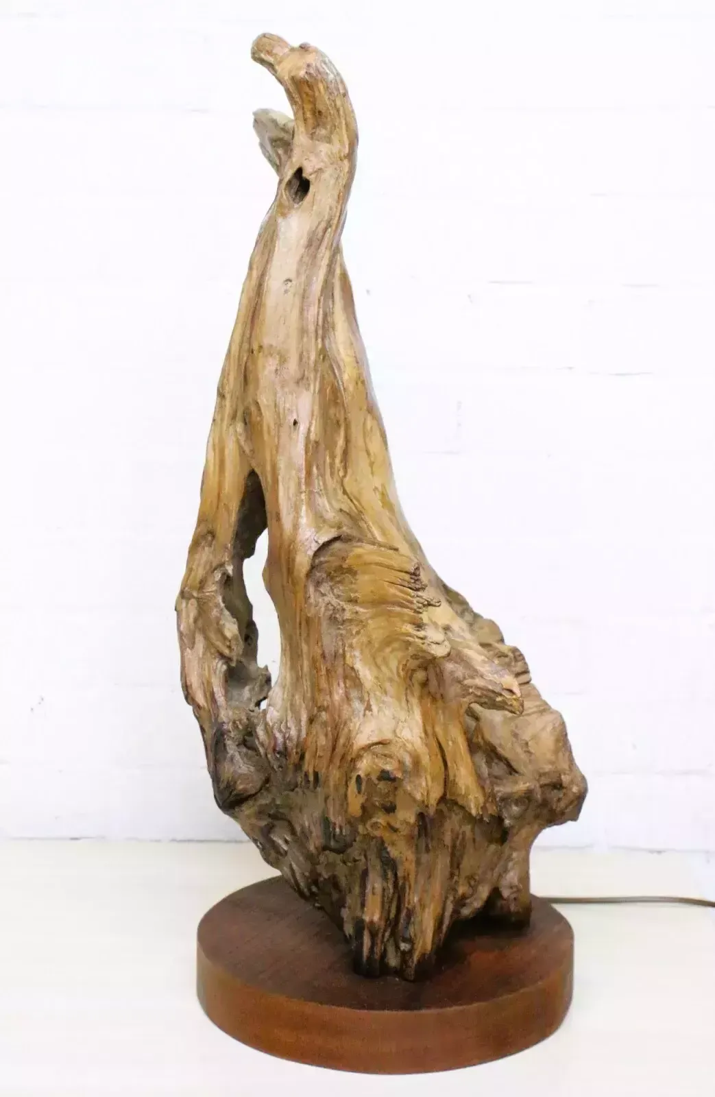 Table Lamp Antique Salvaged Wooden Sculptural Timber Lamp Salvage Unique photo for sale