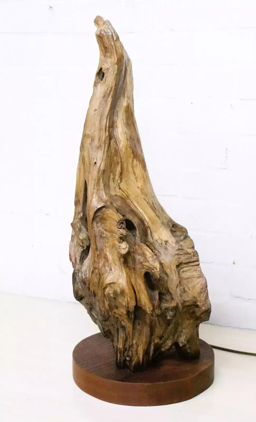 Table Lamp Antique Salvaged Wooden Sculptural Timber Lamp Salvage Unique photo Lighting