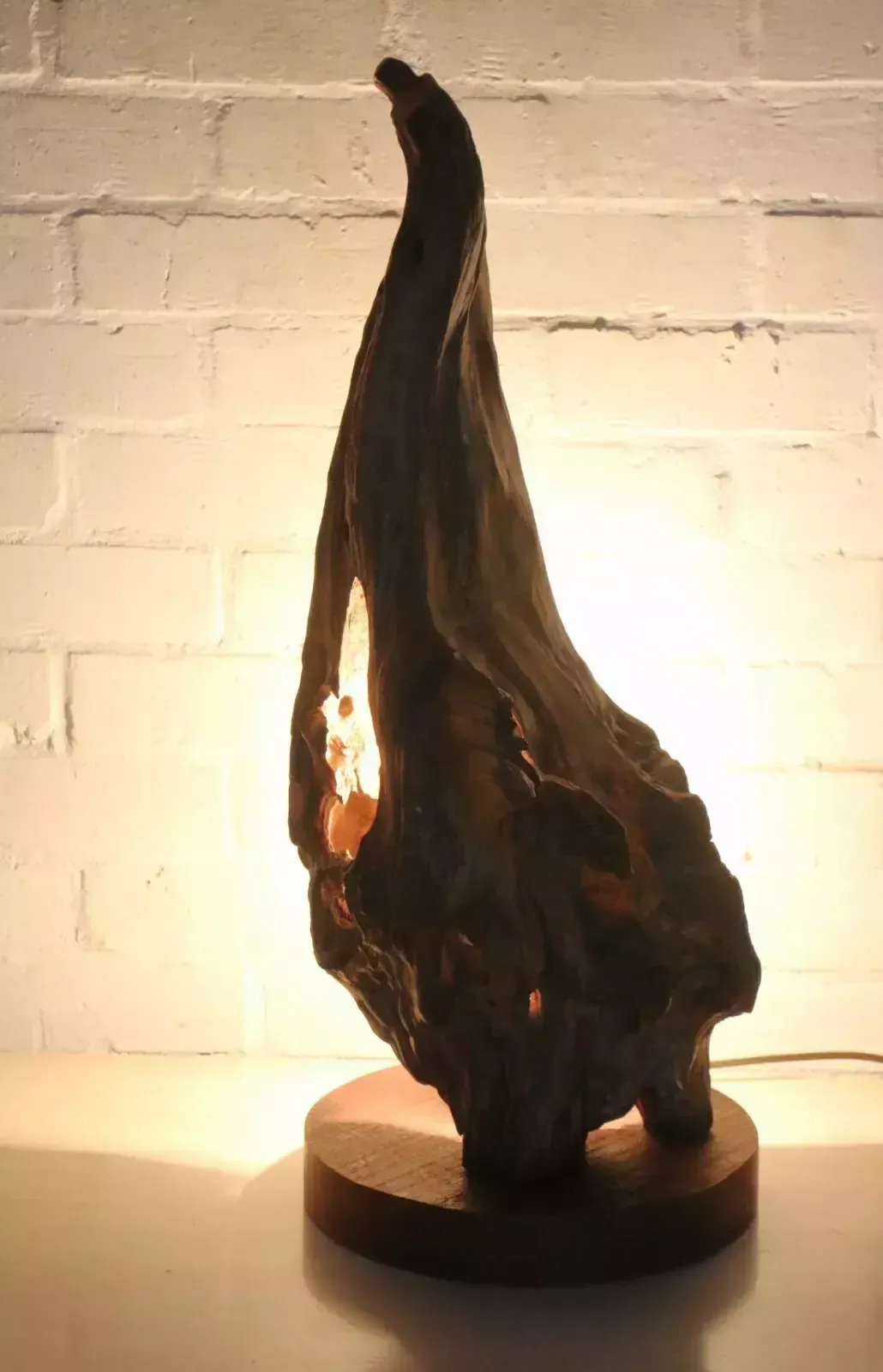 Table Lamp Antique Salvaged Wooden Sculptural Timber Lamp Salvage Unique photo 215.0
