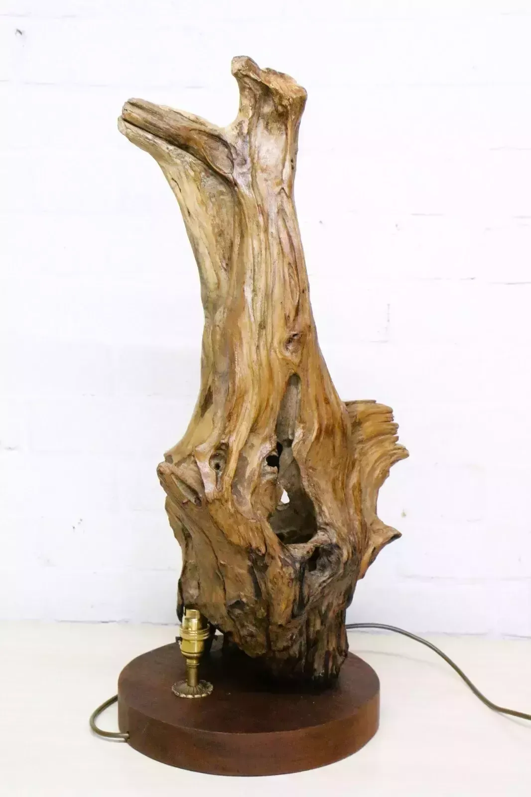 Table Lamp Antique Salvaged Wooden Sculptural Timber Lamp Salvage Unique photo buy