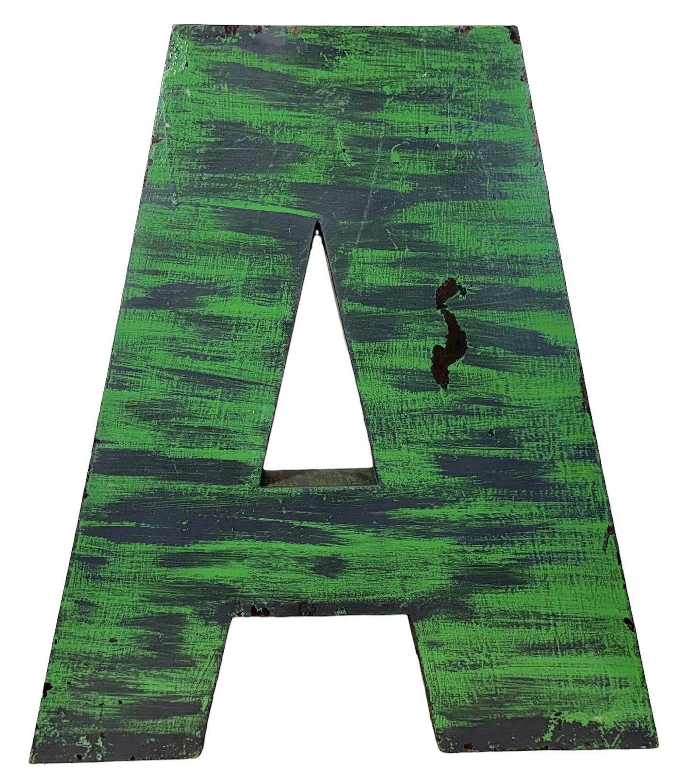 Large Vintage Green Iron Facade Letter A, 1970s