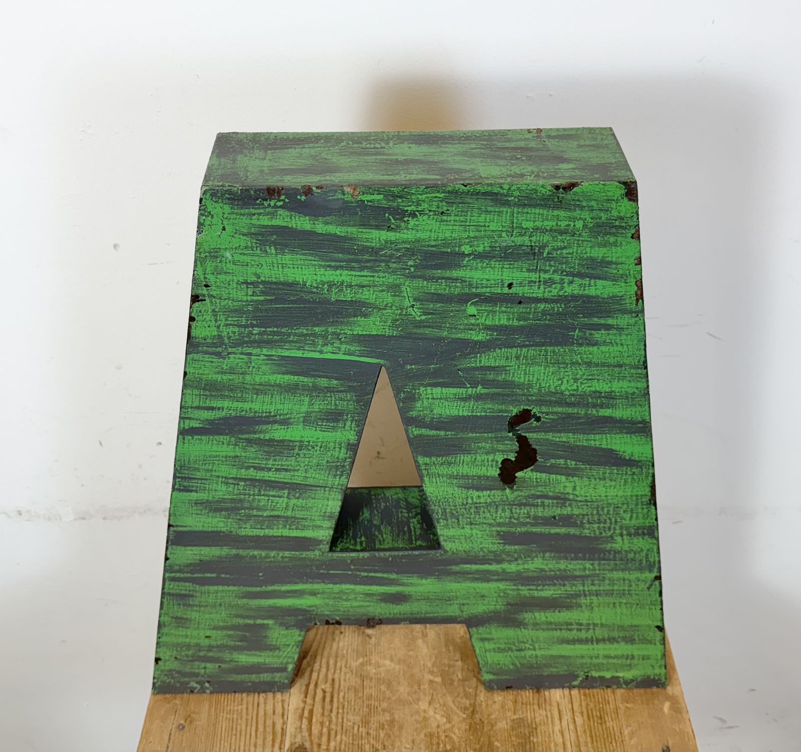Large Vintage Green Iron Facade Letter A, 1970s photo furniture
