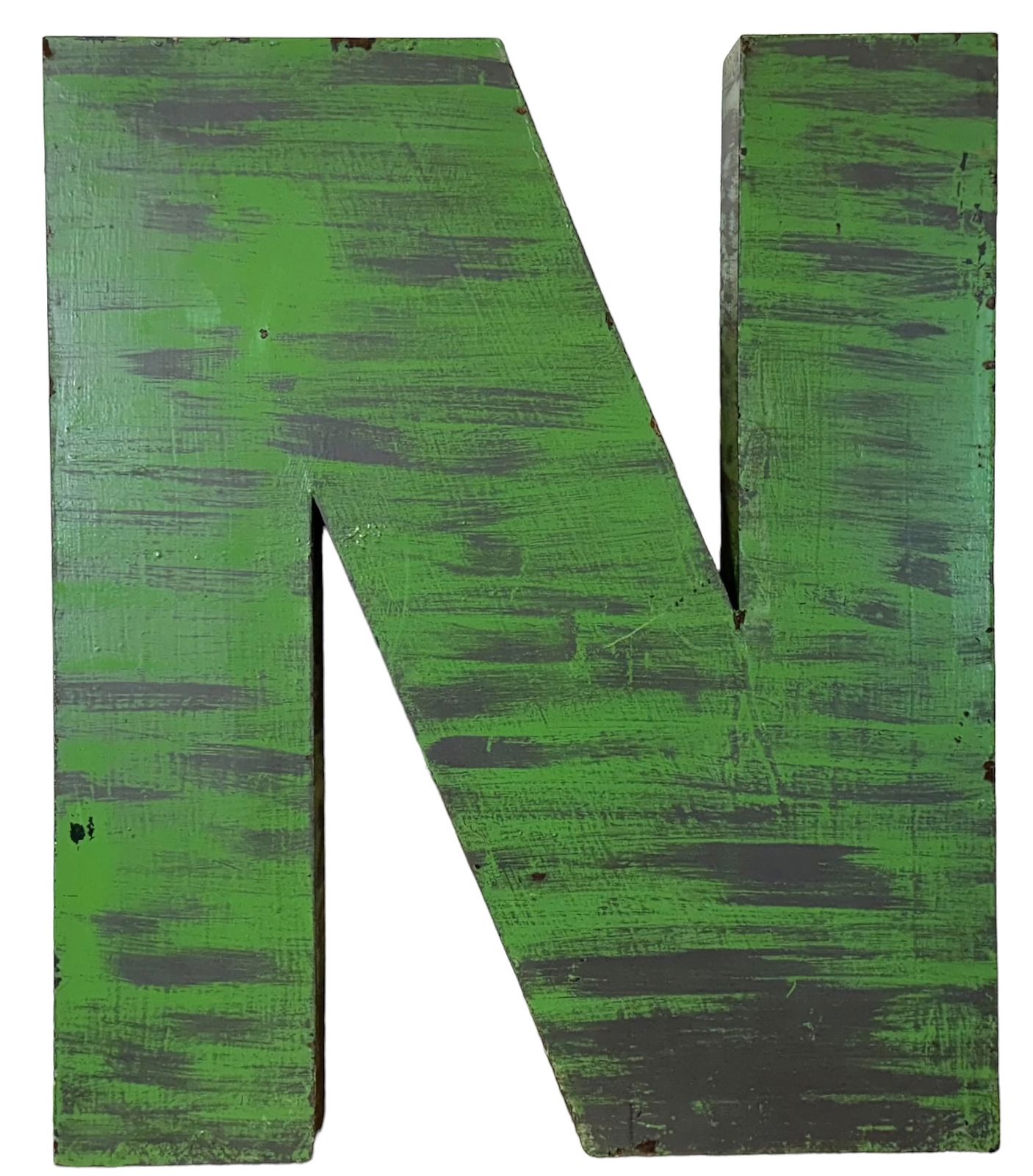 Large Vintage Green Iron Facade Letter N , 1970s