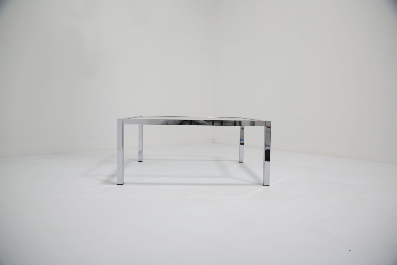 Mid Century Chrome And Glass Coffee Table, Italy, 1970s. photo vintage