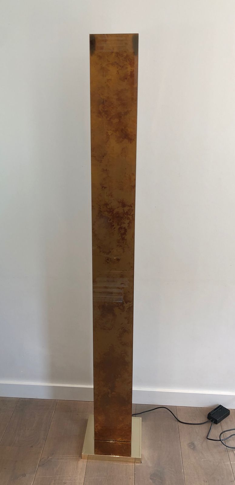 Floor Lamp In Golden Plexiglass And Golden Metal Base photo furniture