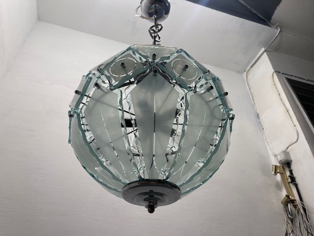photo furniture Large Bevelled Glass Sphere By Zero Quattro For Fontana Arte 1970’s