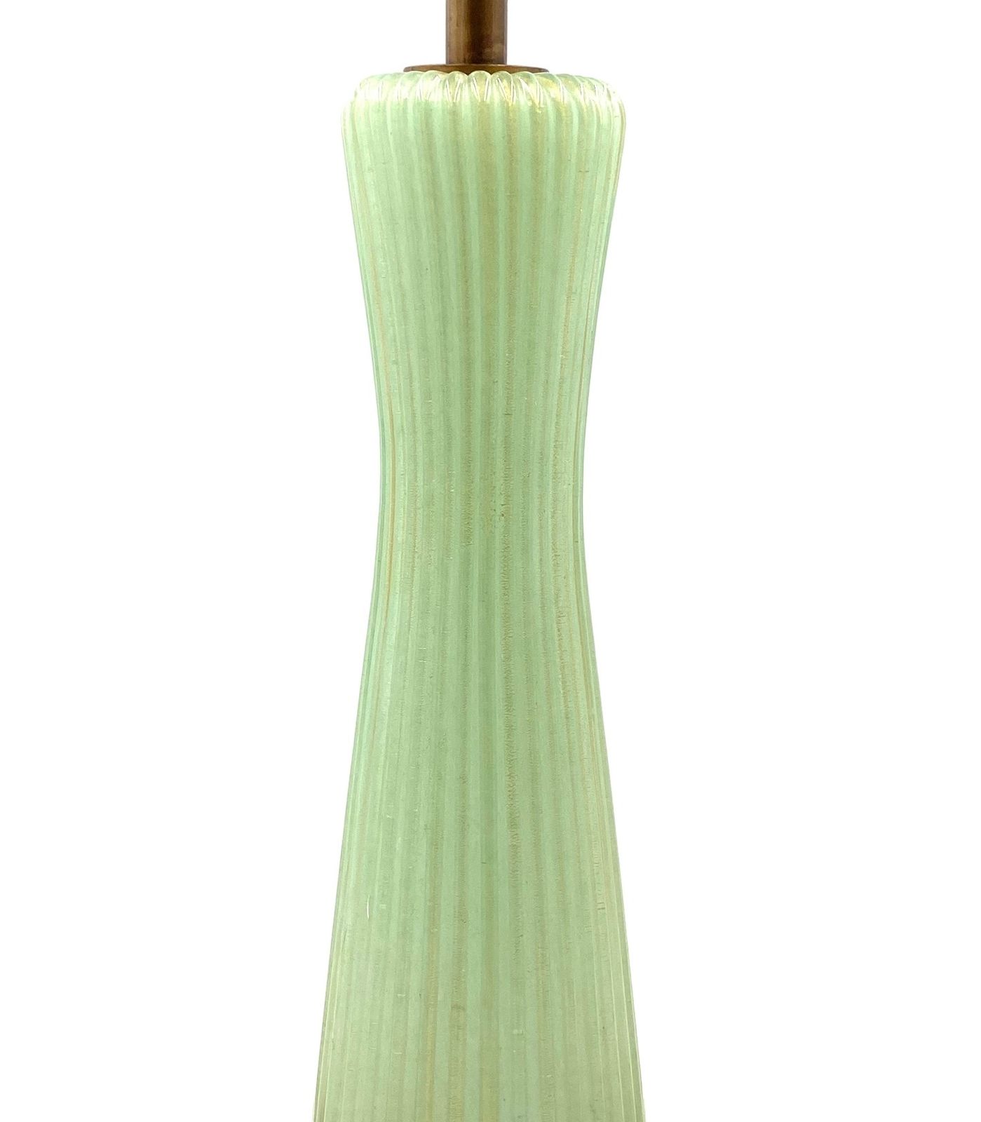 Mid Century Modern Green Murano Glass Table Lamp, Barovier & Toso Italy, 1940s photo vinterior