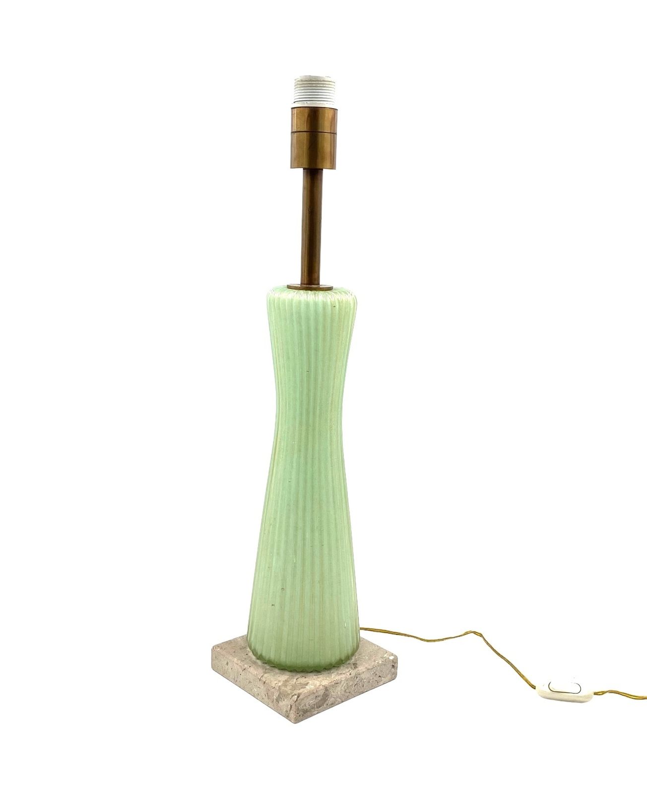 Mid Century Modern Green Murano Glass Table Lamp, Barovier & Toso Italy, 1940s photo buy