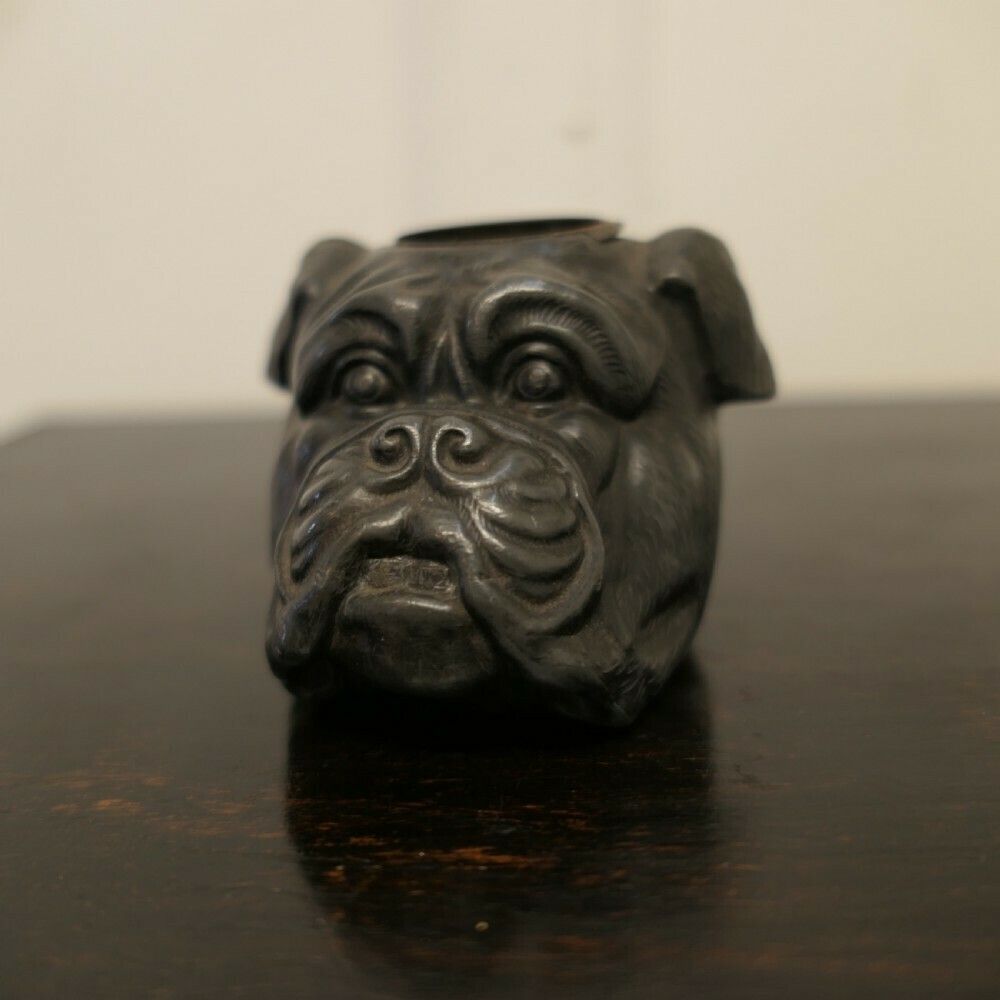 Rare Pewter Vesta Case, As A Bull Dog’s Head photo furniture