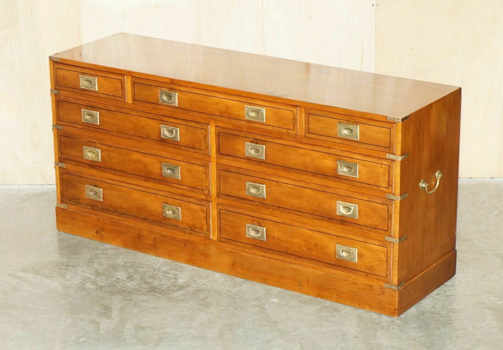 Fine Restored Traditionally French Polished Burr Elm Military Campaign Sideboard photo furniture