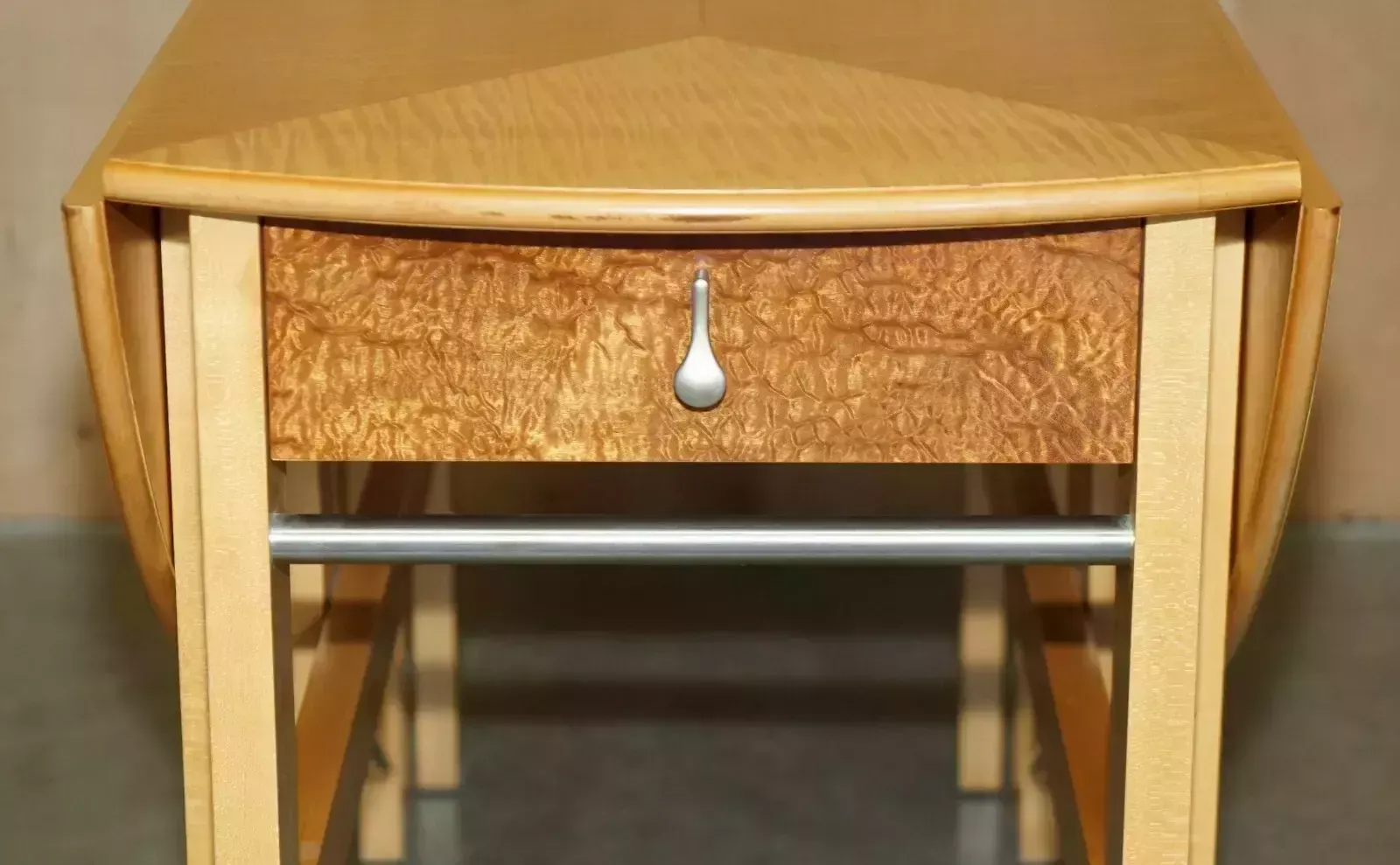 Stunning Andrew Varah Satinwood Walnut Round Extending Dining Table With Drawers photo buy