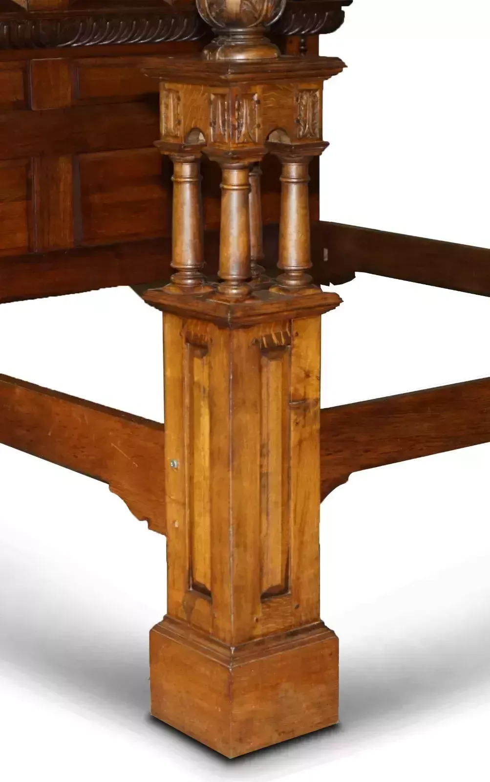 Monumental 3 Meter Emperor Antique Circa 1880 Carved English Burr Oak Tester Bed photo vinterior
