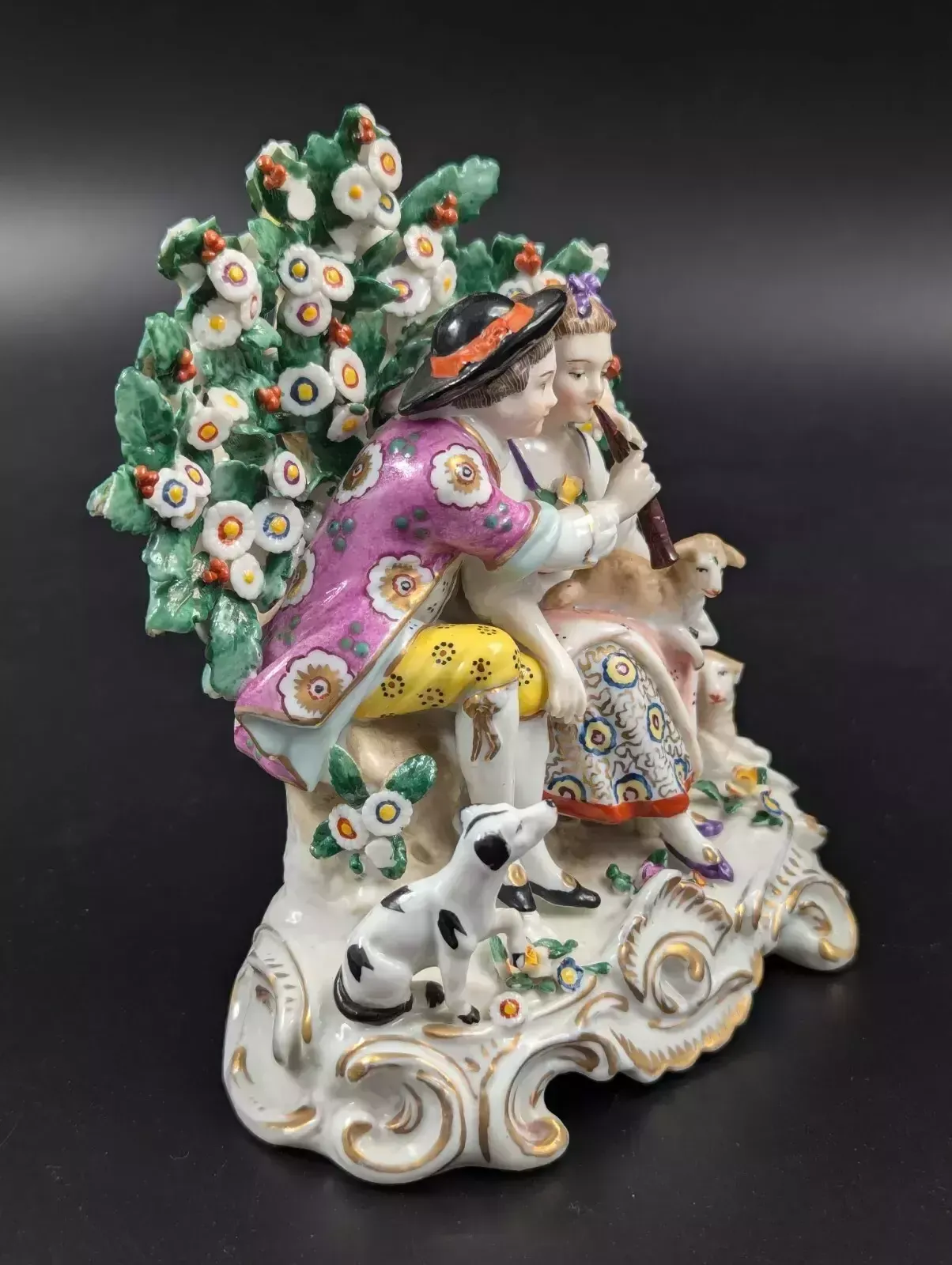 Antique Samson Style Porcelain Figurine “Music Lesson”, 19th Century. photo vinterior