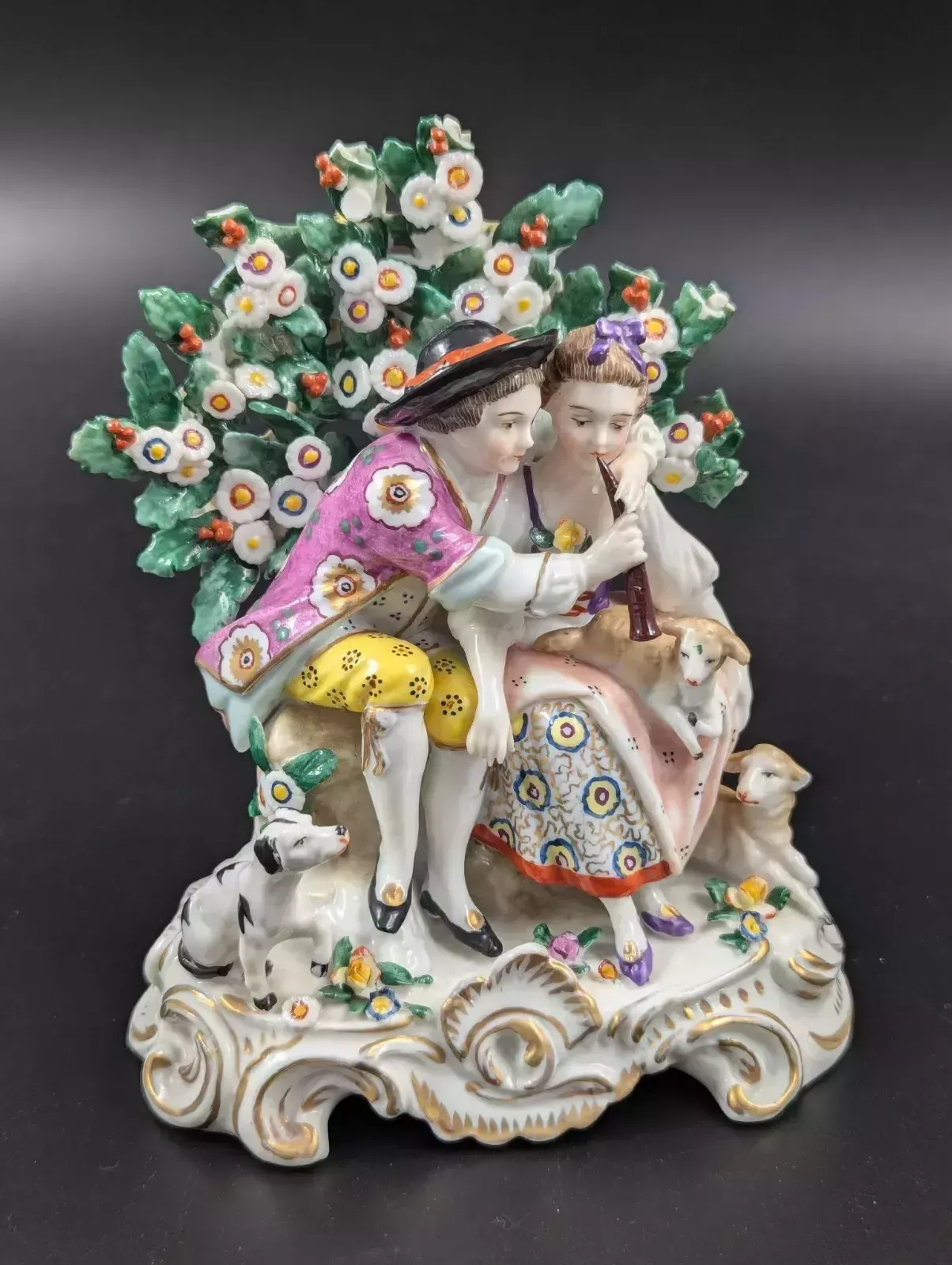 Antique Samson Style Porcelain Figurine “Music Lesson”, 19th Century. photo buy