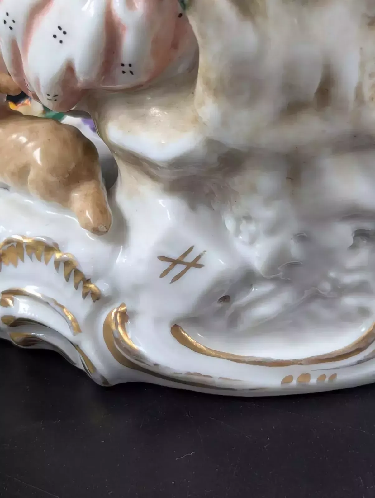 Antique Samson Style Porcelain Figurine “Music Lesson”, 19th Century. photo vintage