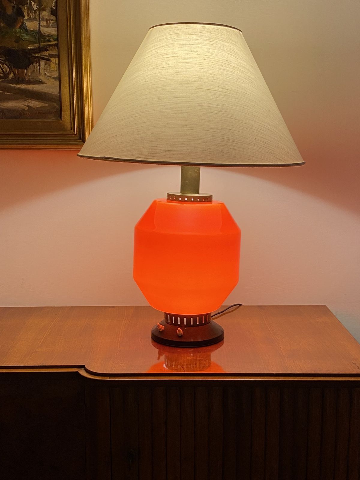 Space Age Orange Glass Table Lamp Base, Stilnovo, Italy 1960s photo for sale