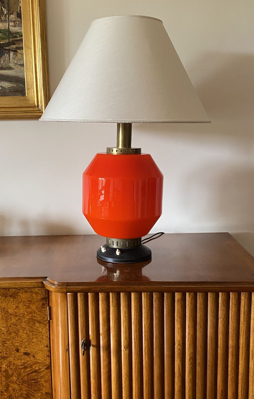 Space Age Orange Glass Table Lamp Base, Stilnovo, Italy 1960s photo buy
