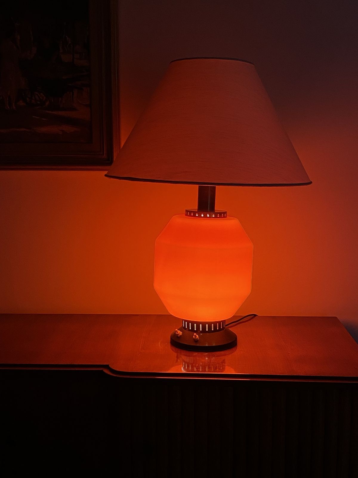 Space Age Orange Glass Table Lamp Base, Stilnovo, Italy 1960s photo vintage