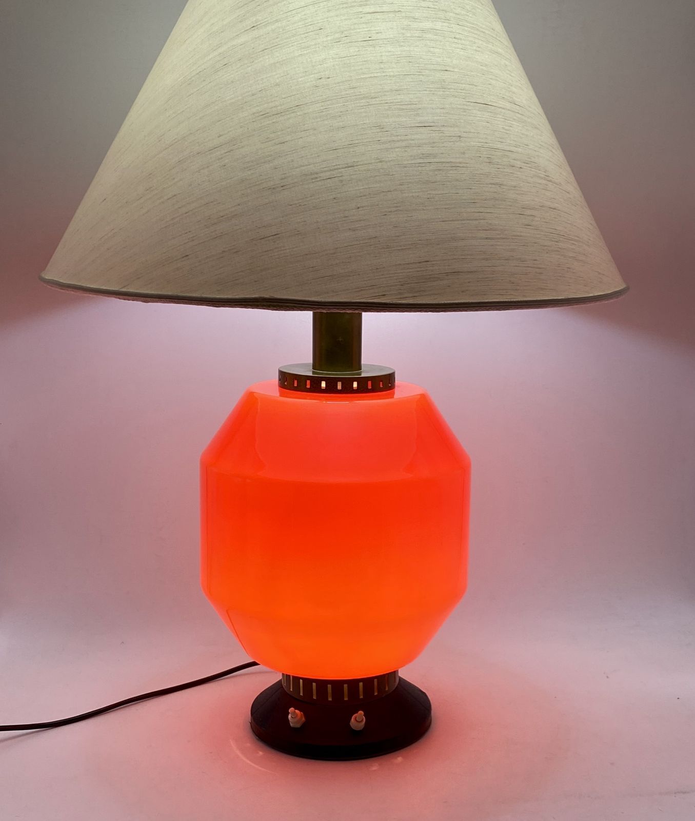 photo vintage Space Age Orange Glass Table Lamp Base, Stilnovo, Italy 1960s