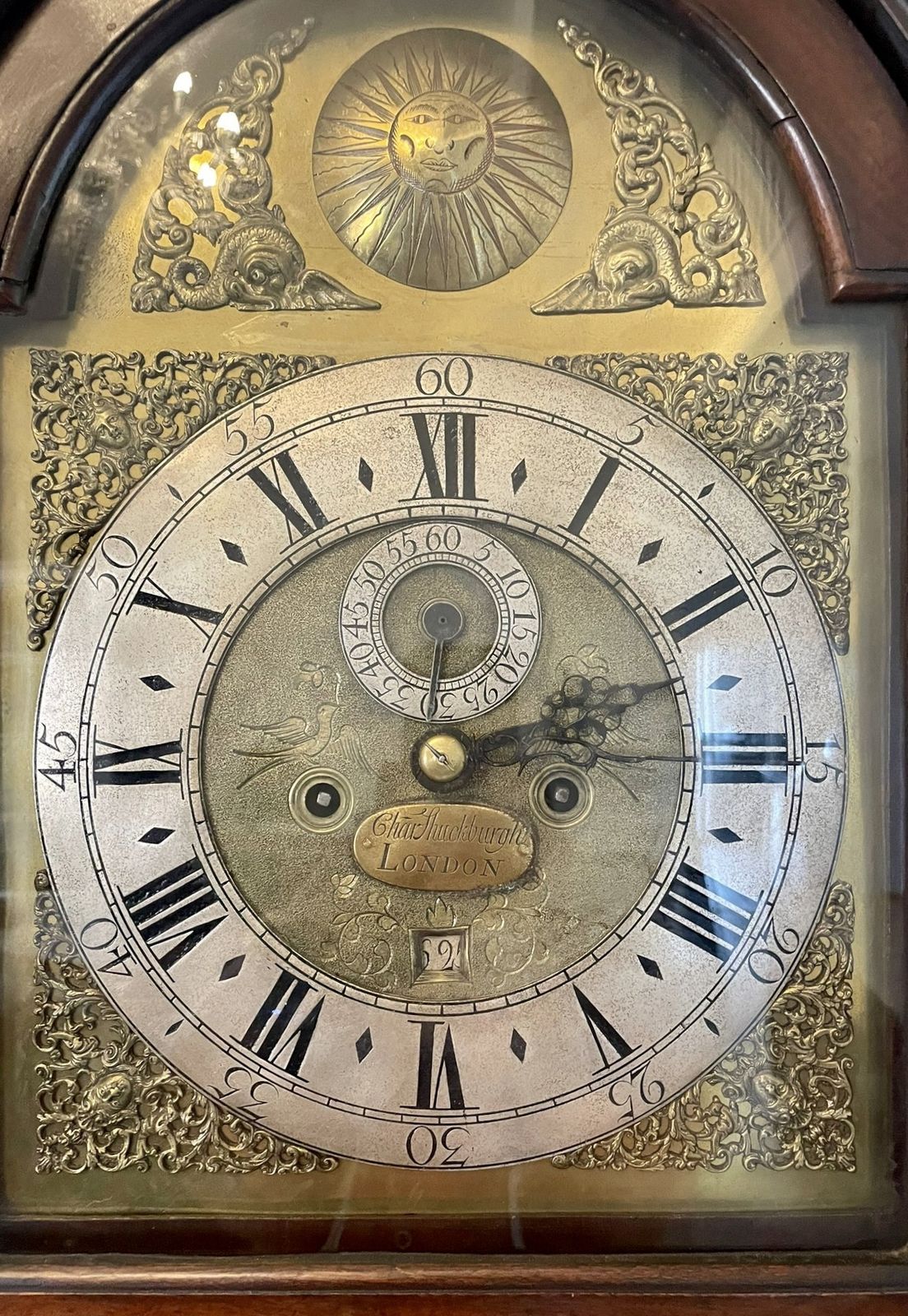 Fine Antique 18th Century Mahogany Longcase Clock Signed Charles Shuckburgh, London photo vinterior