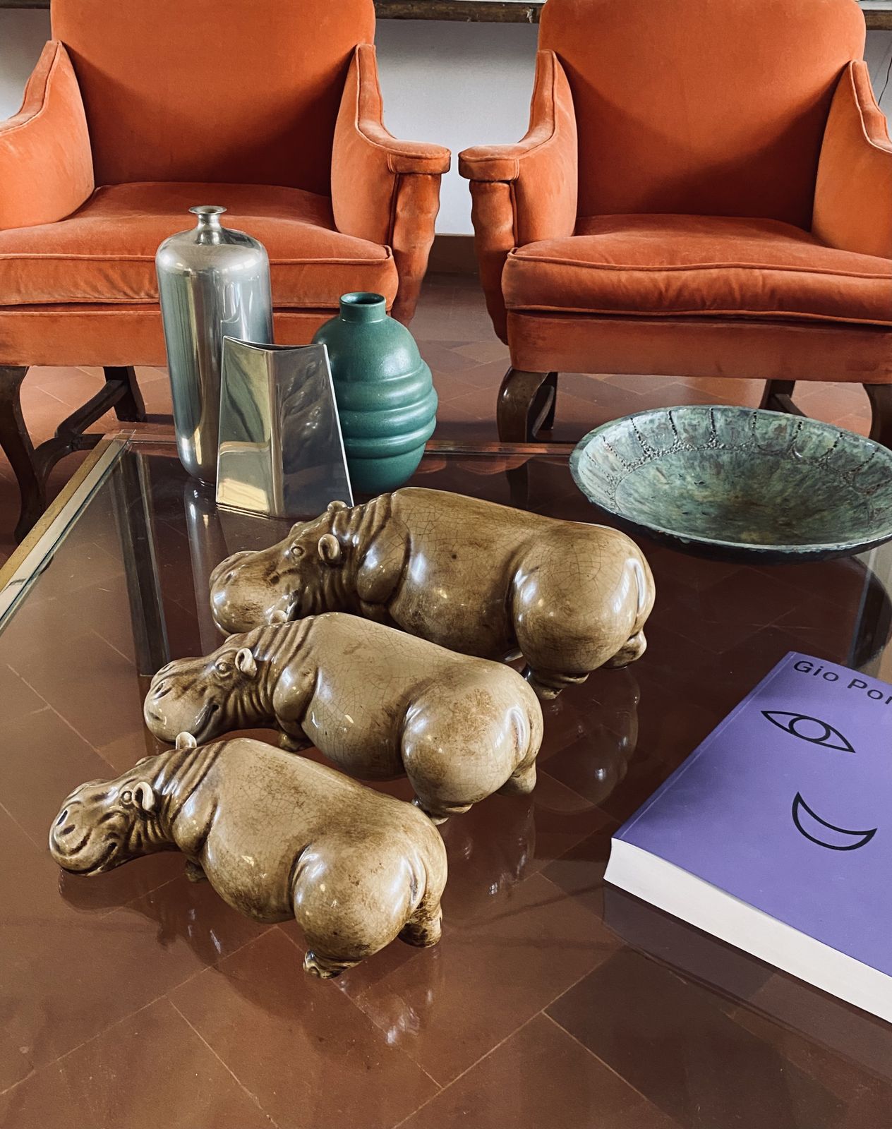 Mid Century Set Of 3 Ceramic Hippos, Zaccagnini Italy 1950s photo 1000.0