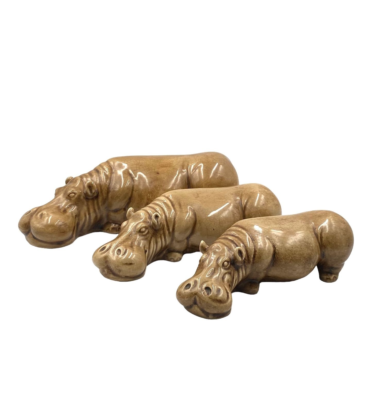 photo furniture Mid Century Set Of 3 Ceramic Hippos, Zaccagnini Italy 1950s