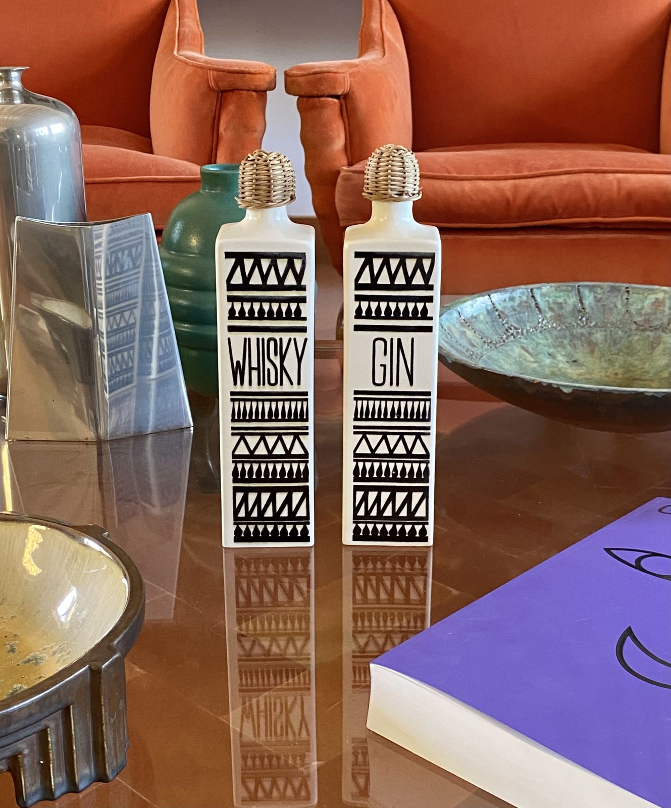 Mid Century Set Of 2 Ceramic Bottles, Staffel Limburg Germany, 1960s photo 320.0