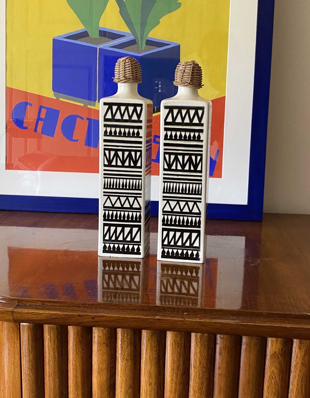 photo furniture Mid Century Set Of 2 Ceramic Bottles, Staffel Limburg Germany, 1960s
