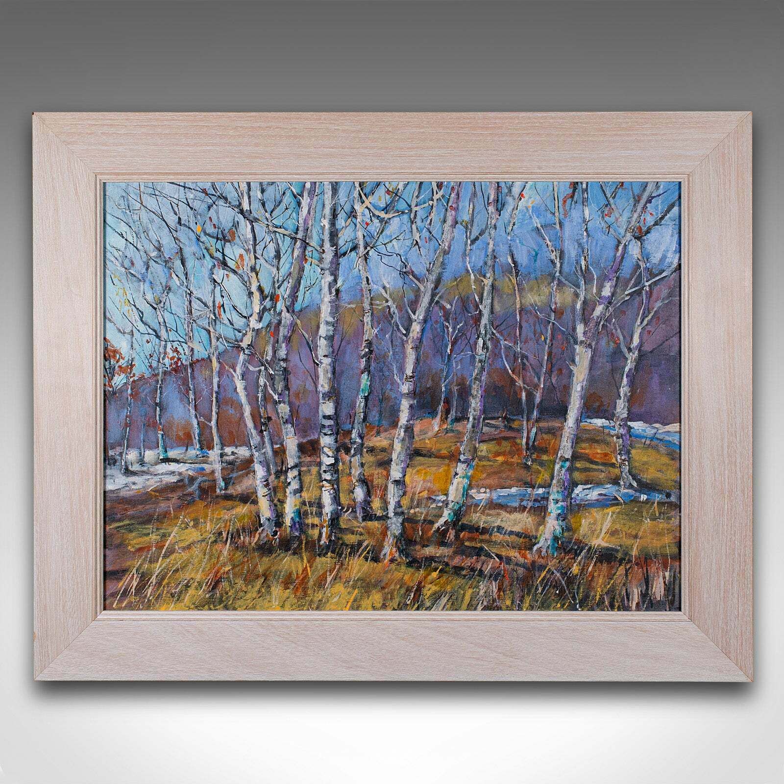 Framed Contemporary Landscape Painting, English, Oil, Art, Picture, Woodland photo furniture