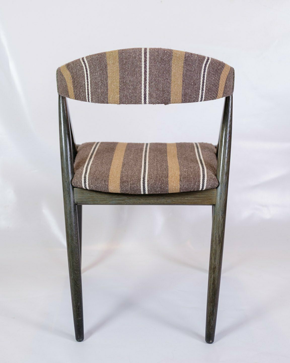 Set Of 6 Dining Chairs Model 31 In Stained Oak & Upholstered With Striped Fabric By Kai Kristiansen For Schou Andersen Form 1960s photo vinterior