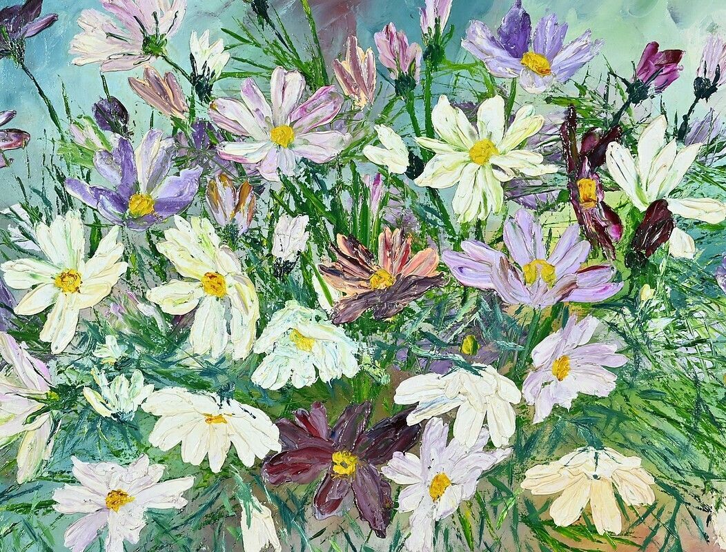 Oil On Panel “Wild Flowers” ​​By I. Kitter Ferrus – Mid 20th Century photo for sale