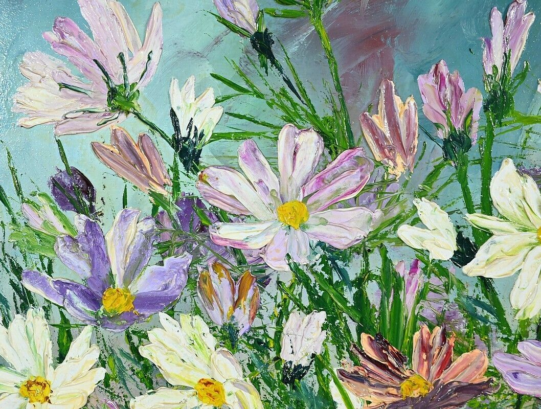 Oil On Panel “Wild Flowers” ​​By I. Kitter Ferrus – Mid 20th Century photo vinterior
