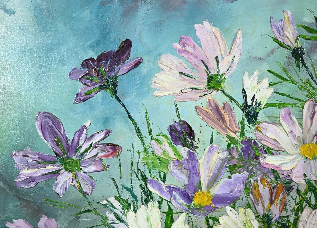 Oil On Panel “Wild Flowers” ​​By I. Kitter Ferrus – Mid 20th Century photo buy