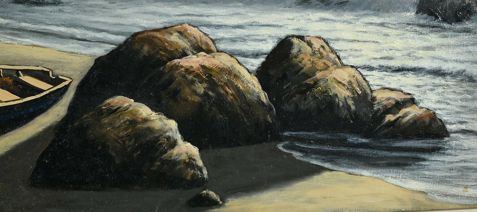 Grande Huile Sur Toile Marine Signée F. Carbu – Xxe photo 710.0