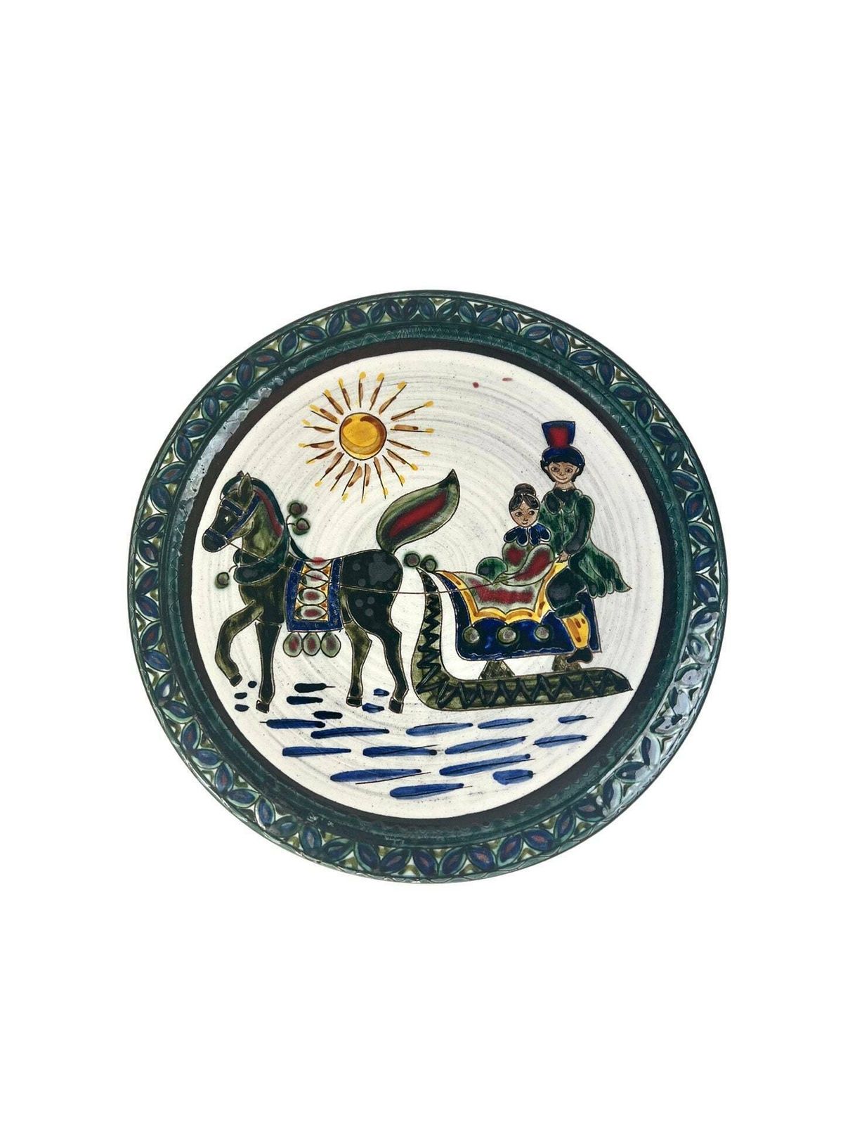 Swiss Pottery Mid Century Swiss Pottery Farmhouse Wall Plate Horse Painting Grandpa Chic Decor Hand Painted European Ceramic Wall Art photo furniture