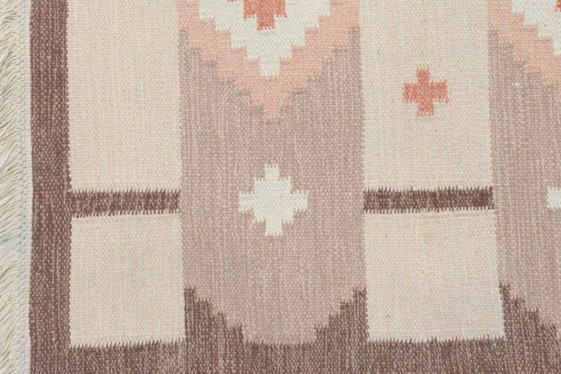 Mid Century Swedish Kilim In Tones Of Brown And Pink photo 1225.0
