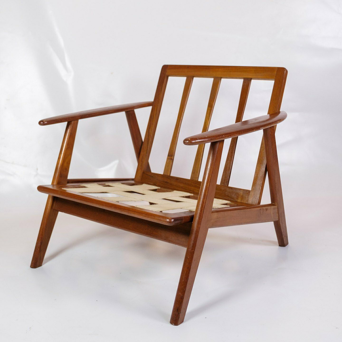 Armchair In Teak & Upholstered In Green Fabric, Danish Design From 1960s photo vintage