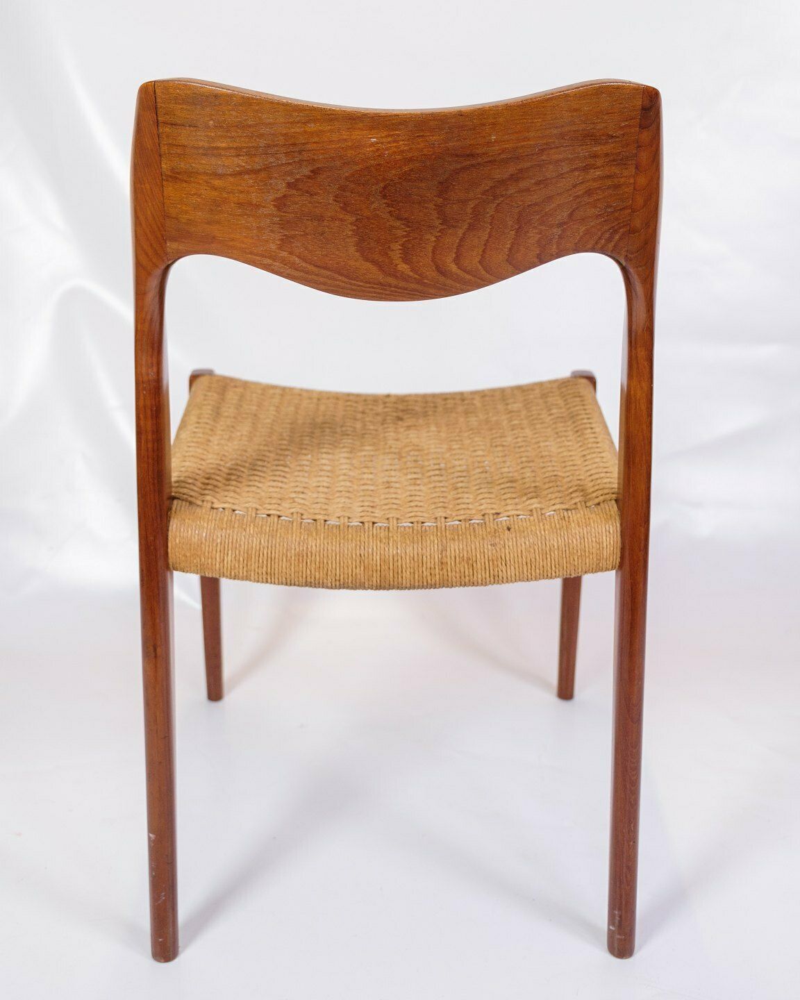 Set Of 4 Dining Chairs Model 71 In Teak & Paper Wicker By Niels O. Møller From 1960s photo vintage