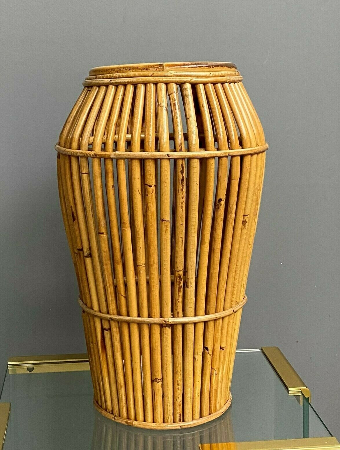 Italian Bamboo Umbrella Stand / Cane Stand Attributed To Franco Albini For  Vittorio Bonacina, 1970s photo 795.0