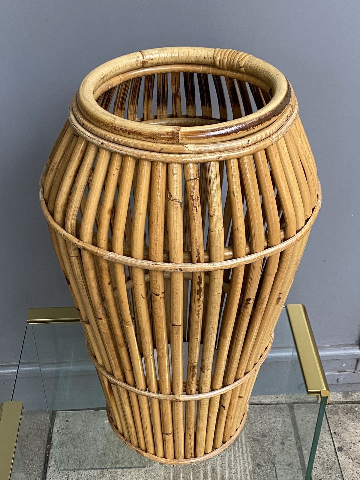 photo furniture Italian Bamboo Umbrella Stand / Cane Stand Attributed To Franco Albini For  Vittorio Bonacina, 1970s