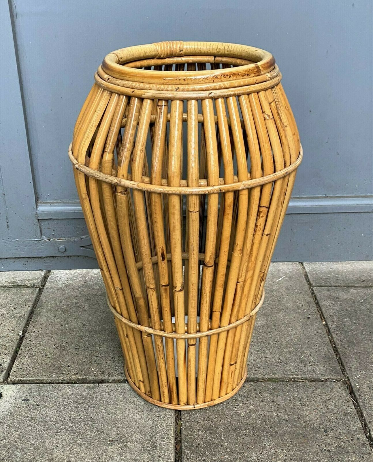photo for sale Italian Bamboo Umbrella Stand / Cane Stand Attributed To Franco Albini For  Vittorio Bonacina, 1970s