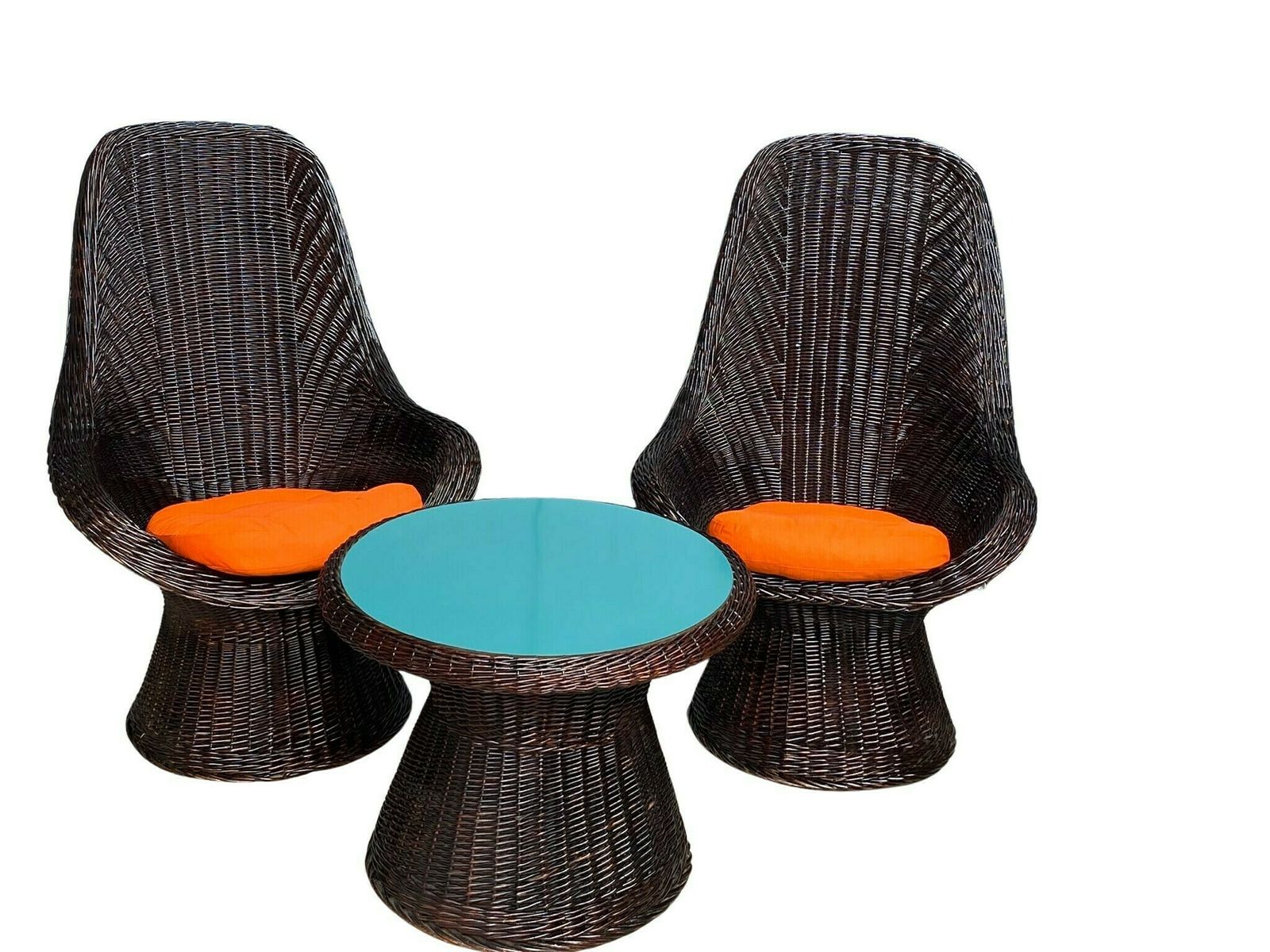 Set Of Mid Century Rattan Chairs & Table By Rohe Noordwolde, Holland, 1970s