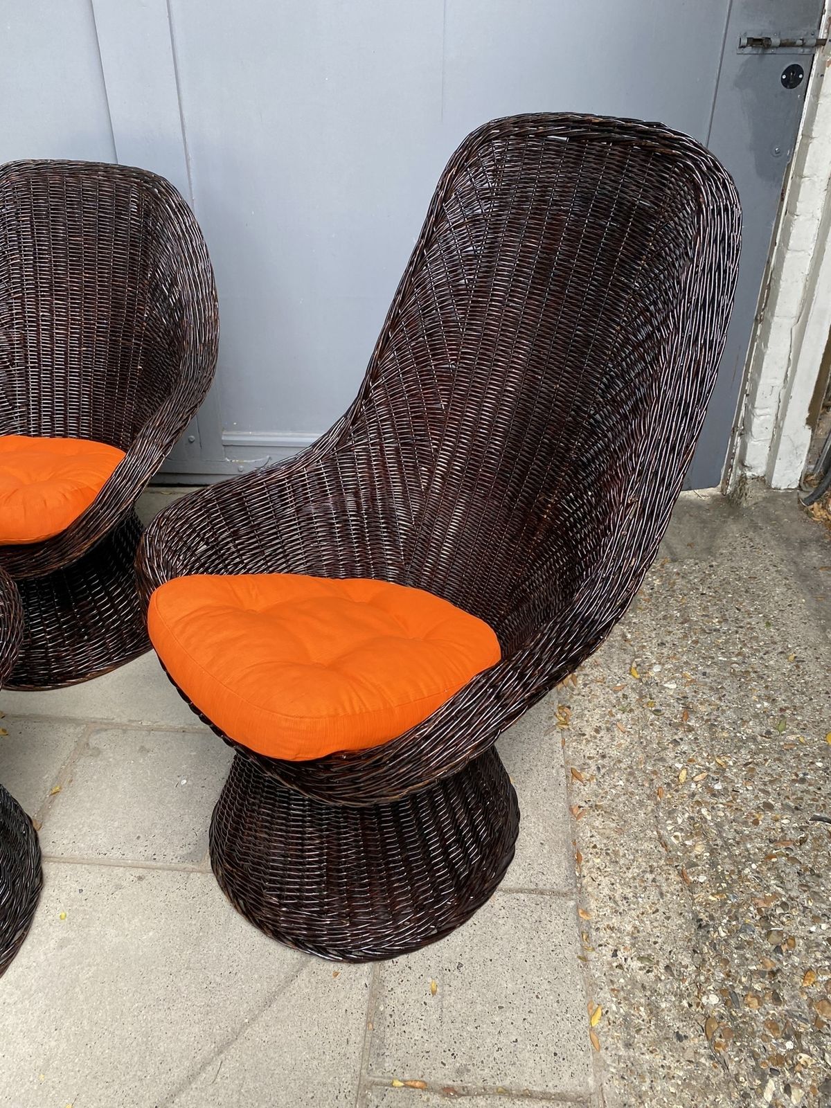 photo vinterior Set Of Mid Century Rattan Chairs & Table By Rohe Noordwolde, Holland, 1970s
