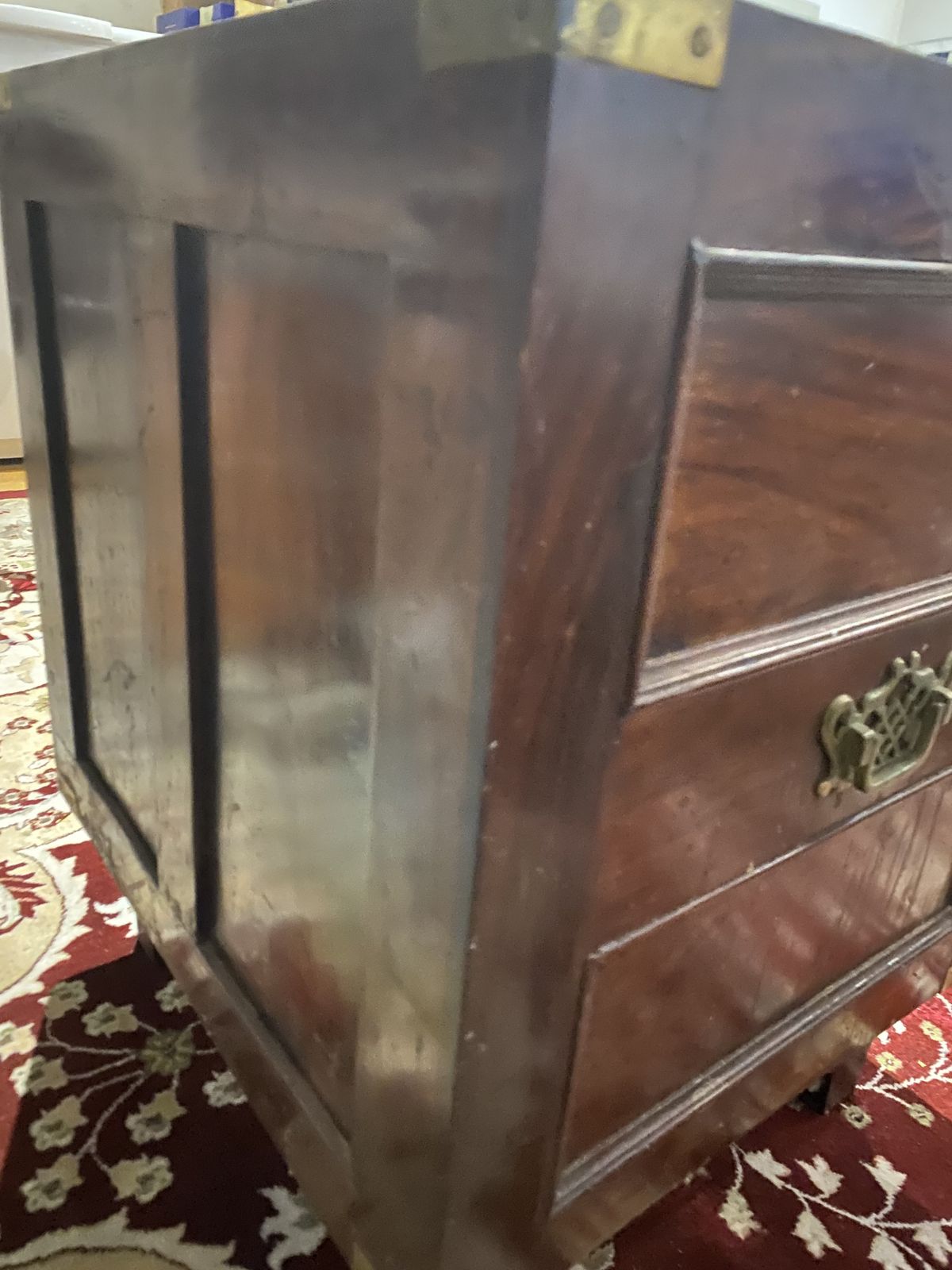 photo for sale Mahogany Chest Of Drawers With Brass Inlay