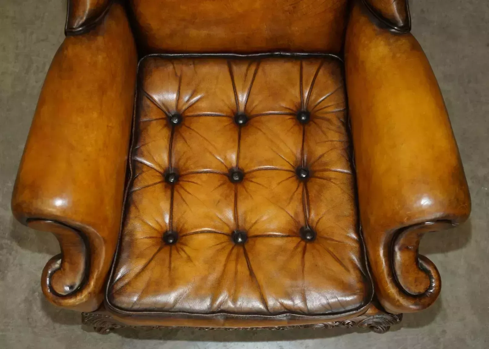 Museum Quality Restored Victorian Brown Leather Chesterfield Wingback Armchair photo 3950.0