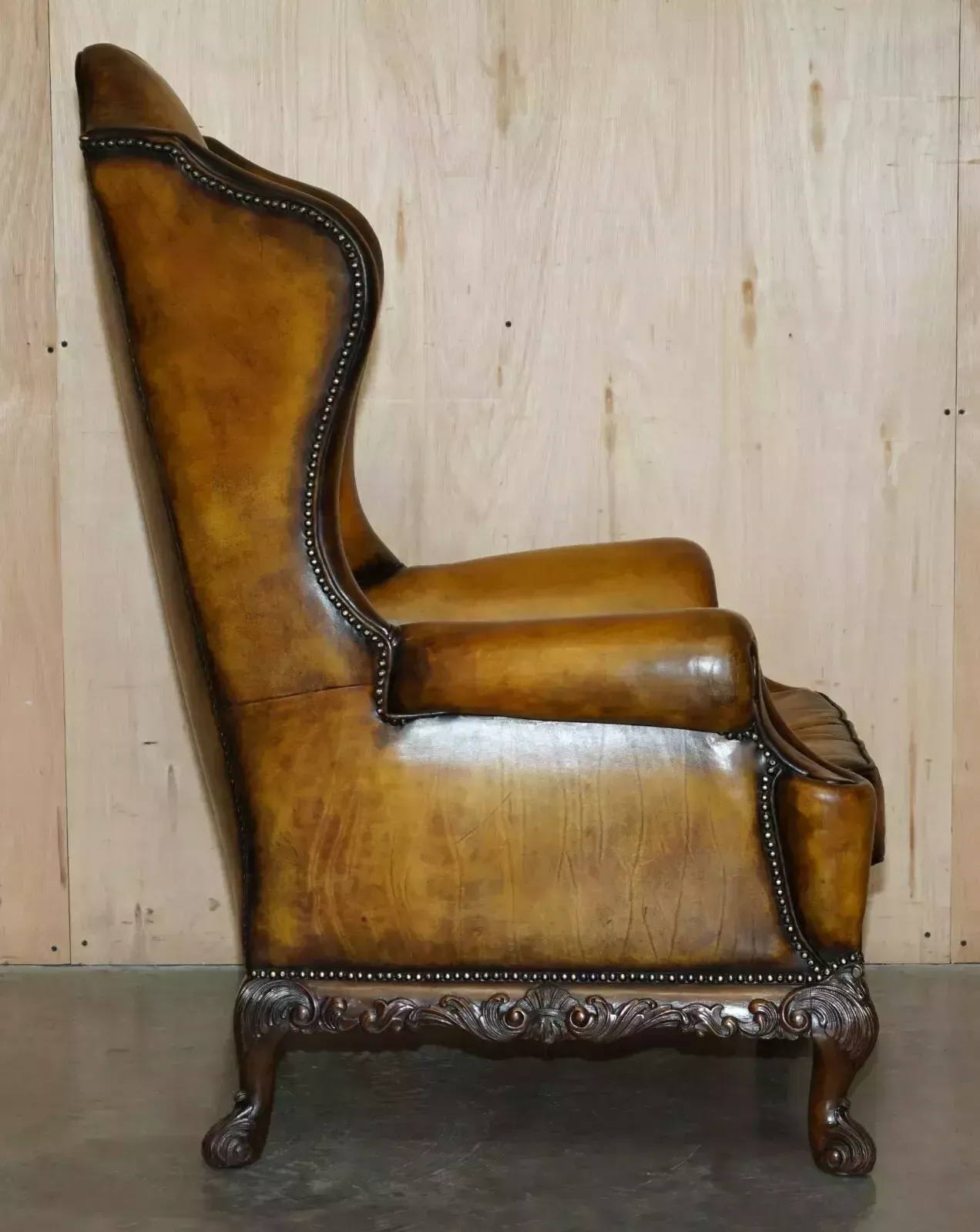 photo buy Museum Quality Restored Victorian Brown Leather Chesterfield Wingback Armchair