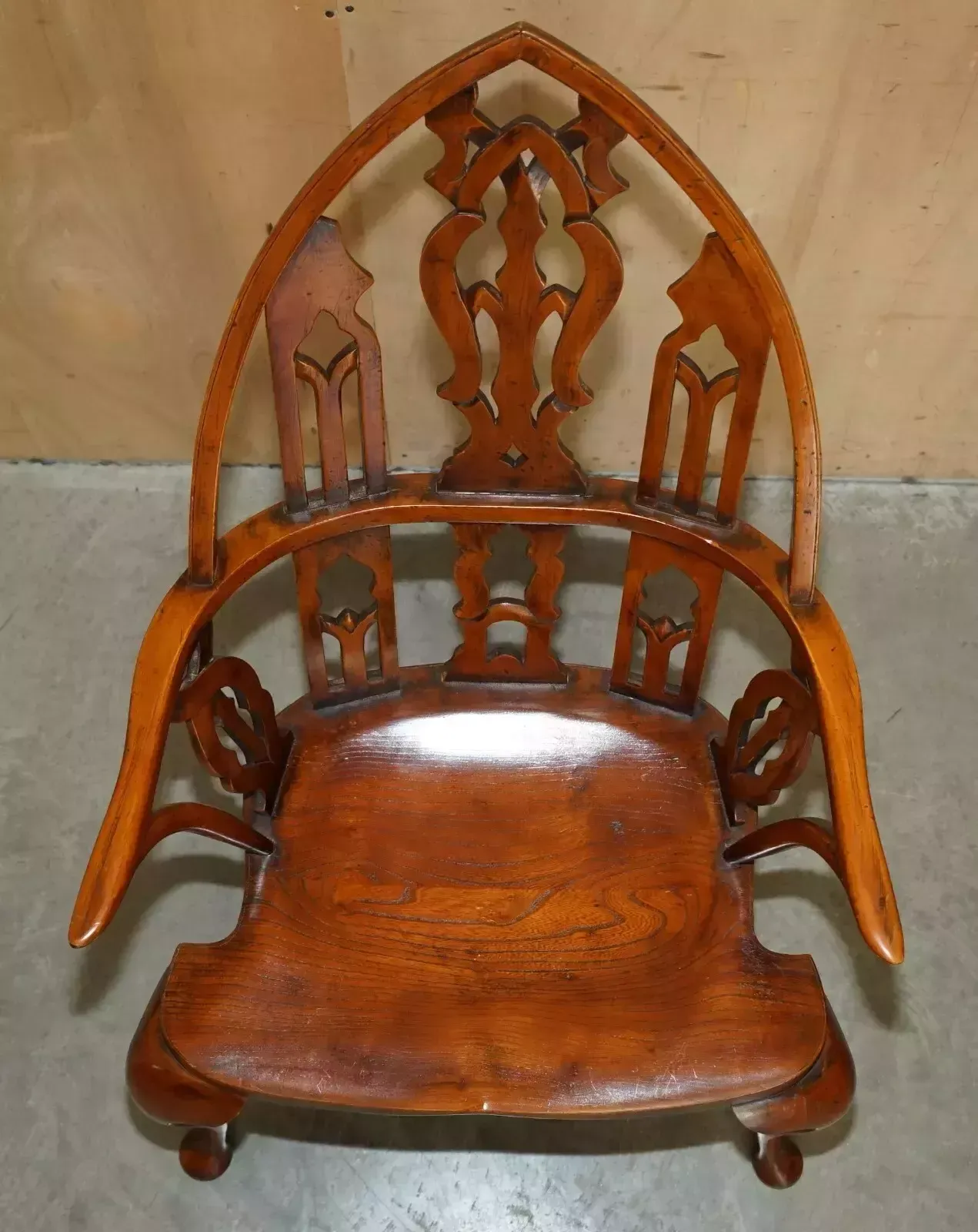Sublime Fully Restored Gothic Windsor Steeple Back Burr Yew & Elm Armchair photo 1950.0