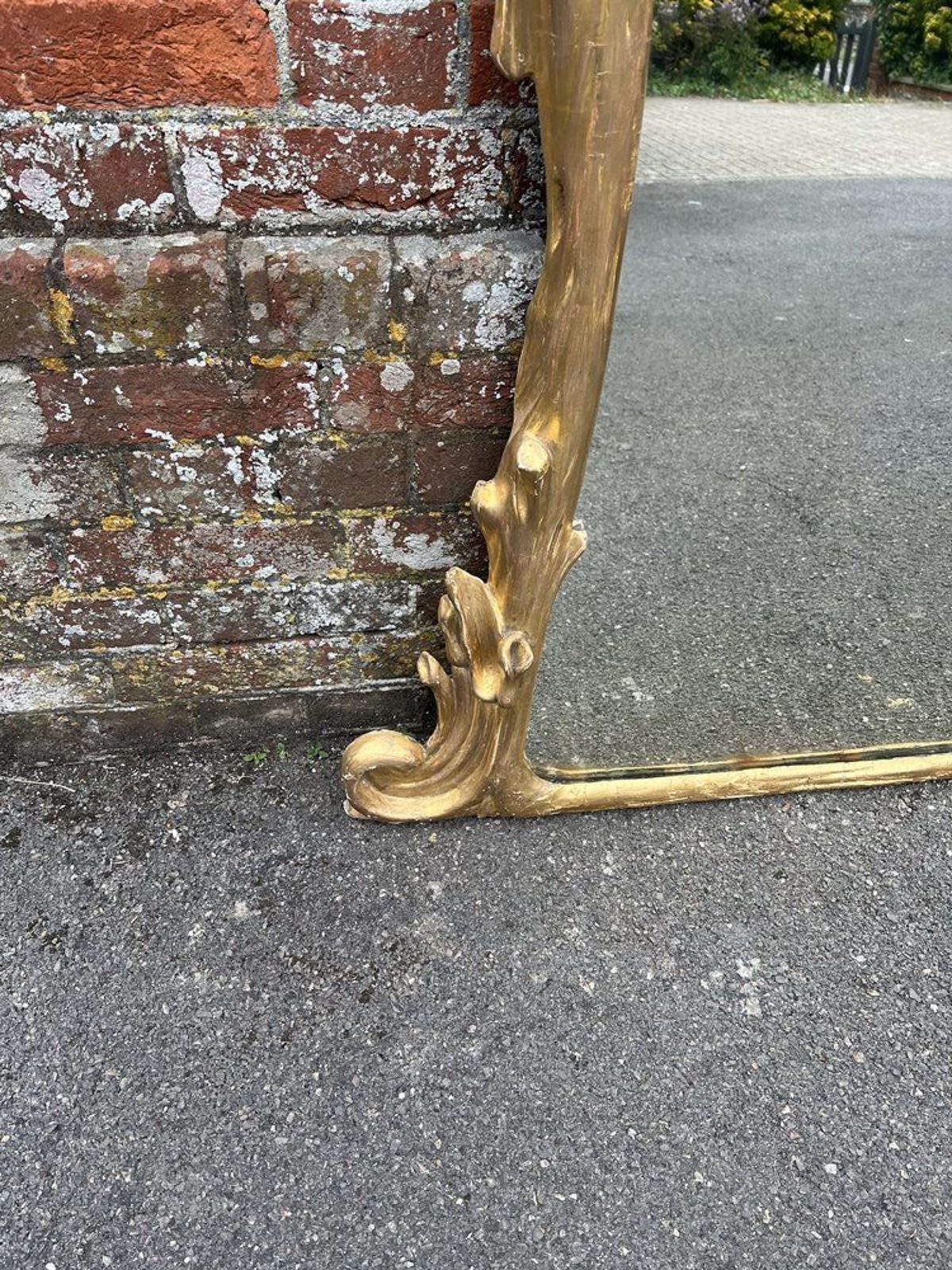 A Stunning Large Antique English 19th C Shaped Gilt Overmantle Mirror. photo for sale