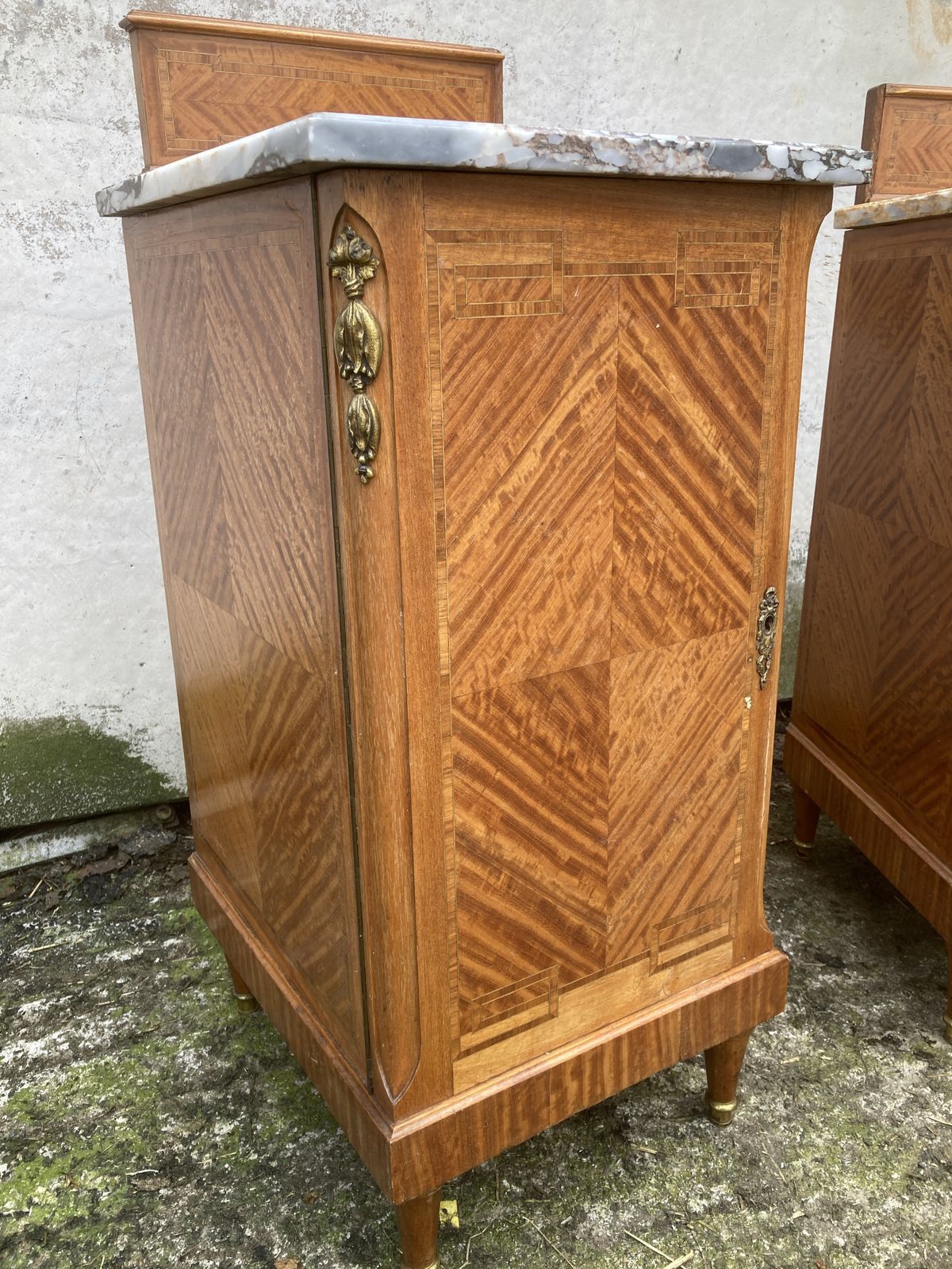 Pair Of Marble Top, Satinwood Bedside Cabinets photo furniture