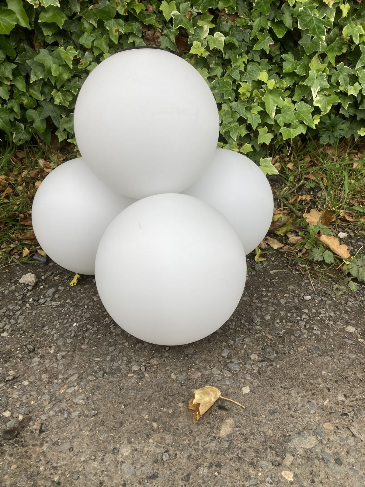 Set Of 4 White Glass Globe Hanging Lightshades